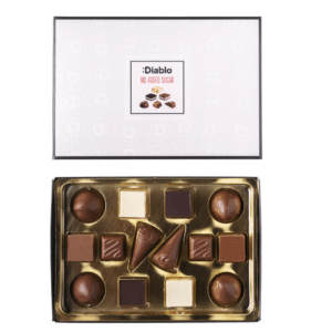 Luxury No Added Sugar Chocolate Box Noir, Hazelnut, Forrest Fruit, Cocoa Cream, Praline, Coffee (14 pieces, 142g) 142G.