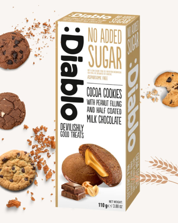 Cocoa Cookies with Peanut Filling and Half Coated Milk Chocolate (110g)