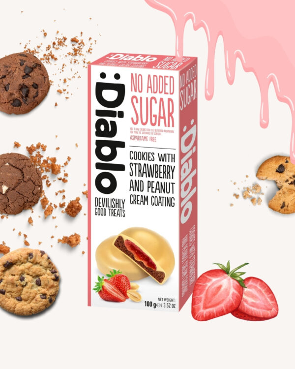 Cookies with Strawberry and Peanut Cream Coating (100g)
