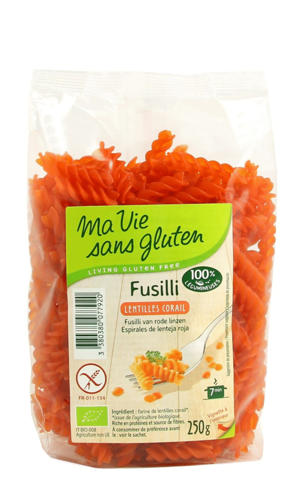 ma vie sans gluten fusilli lentilles corail 250g