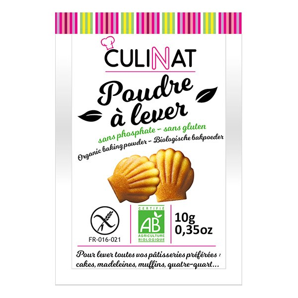 Culinat Poudre à Lever sans Phosphate sans Gluten 8X10G