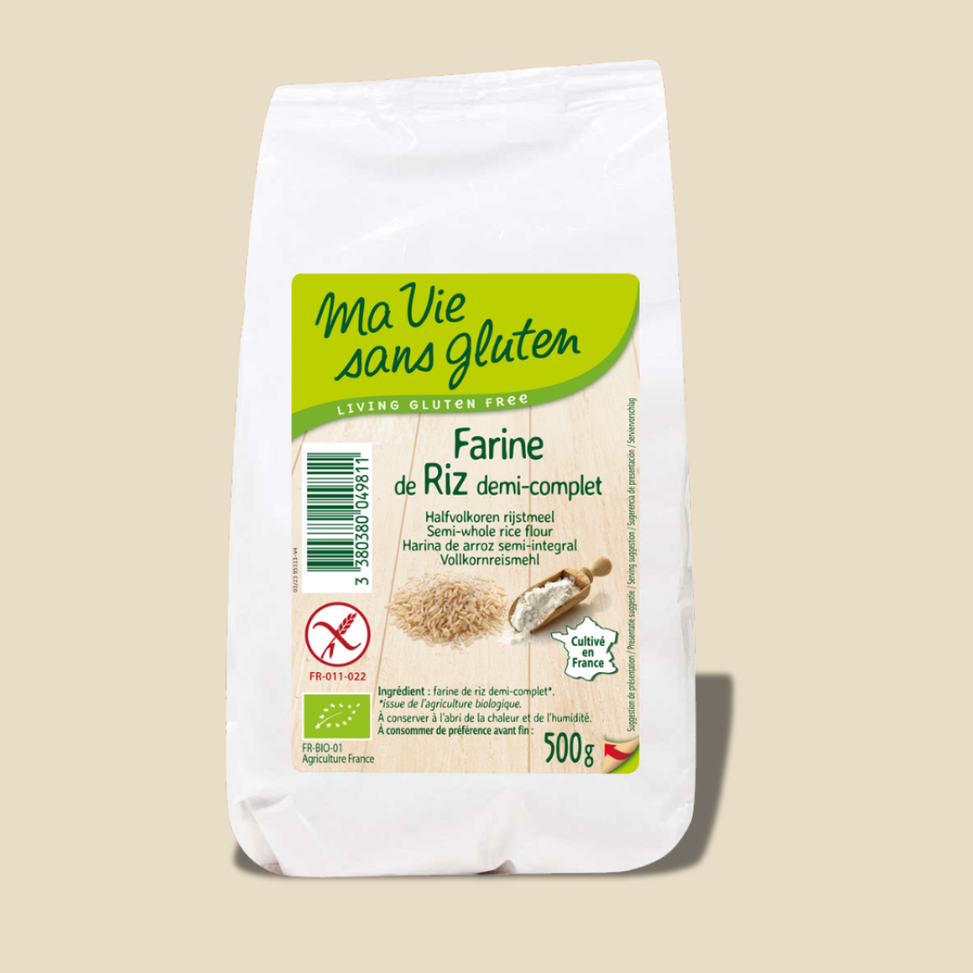 Farine bio de riz demi-complet