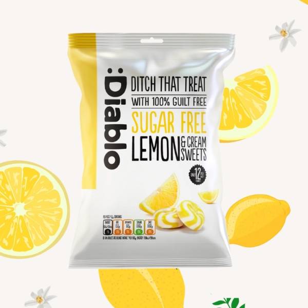 Yummy little swirls of lemon and cream flavoured sweetness. Just 12 calories per sweet. Sugar free